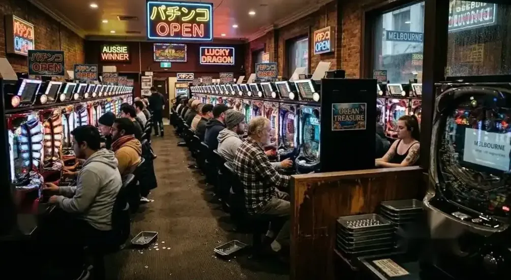 Tournament machines lined up on the competition stage